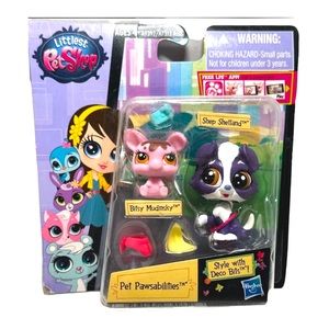 Hasbro Littlest Pet Shop #3757 Shep Shetland Collie Dog #3758 Bitsy